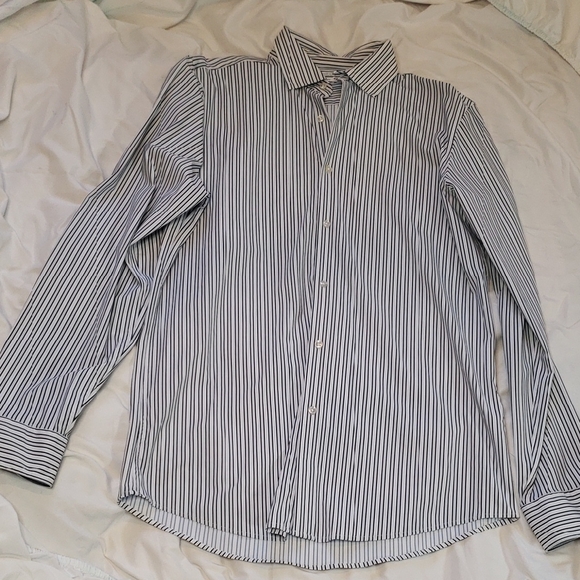 Zara Black and White Striped Dress Shirt - Picture 1 of 8